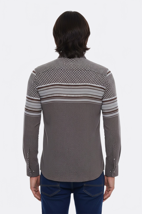 Brown Diamond Patterned Shirt - Wessi