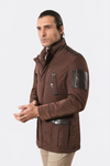 Leather Modeled Brown Slim Fit Quilted Jacket - Wessi