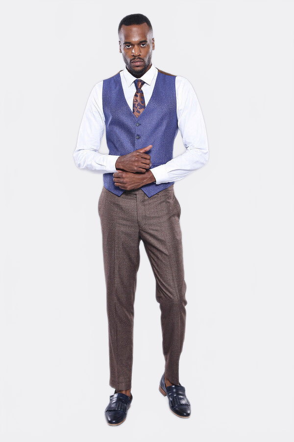 Brown Blue Checked Suit | Wessi - Wessi