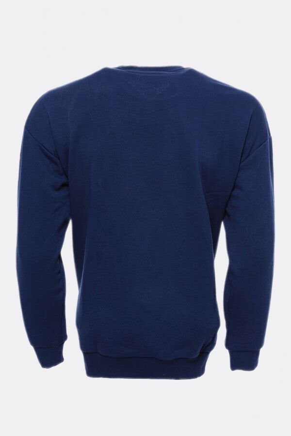 Navy Circle Neck Cat Printed Sweatshirt - Wessi