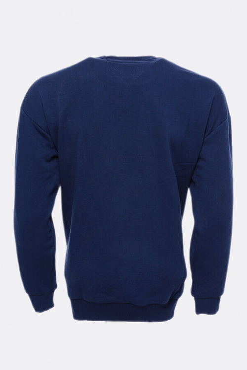 Navy Circle Neck Cat Printed Sweatshirt - Wessi