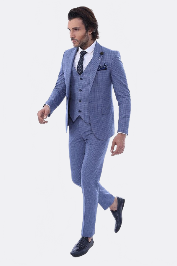 Single Button Pointed Collar Blazer Three Pieces Of Suit - Wessi