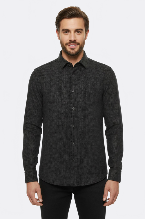 Herringbone Pattern Thick Dark Green Men Lumberjack Shirt - Wessi