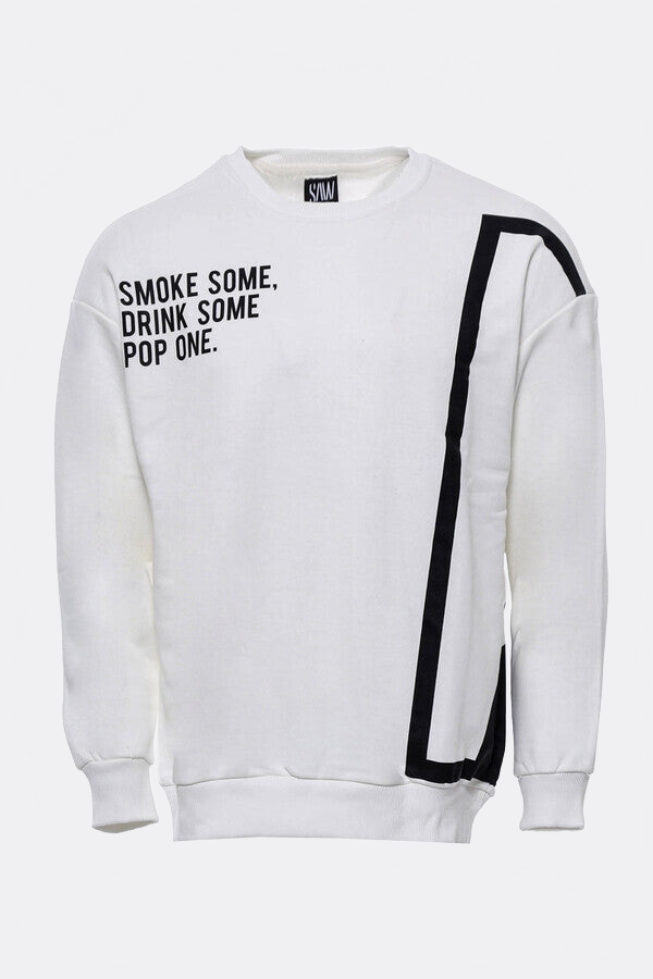 Human Figure Crew Neck White Sweatshirt - Wessi