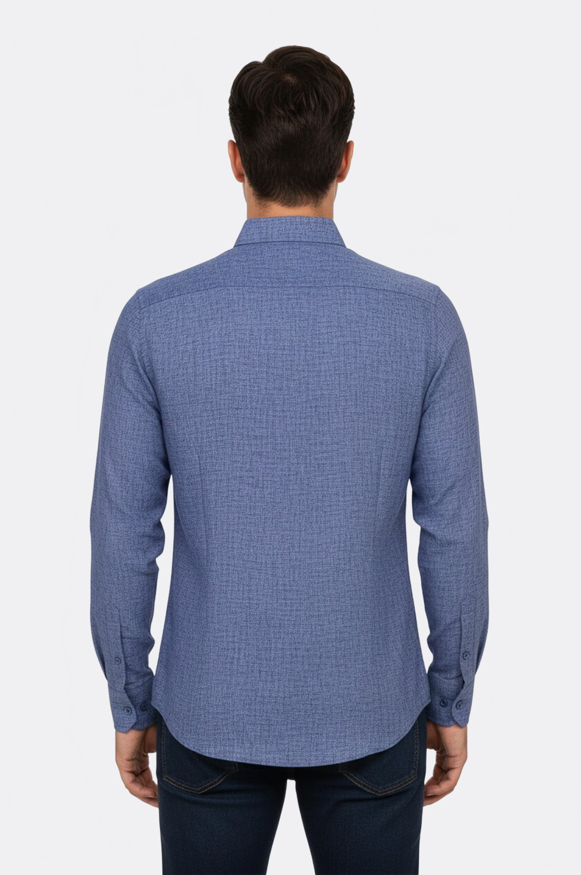 Slim Fit Patterned Navy Blue Men Shirt - Wessi