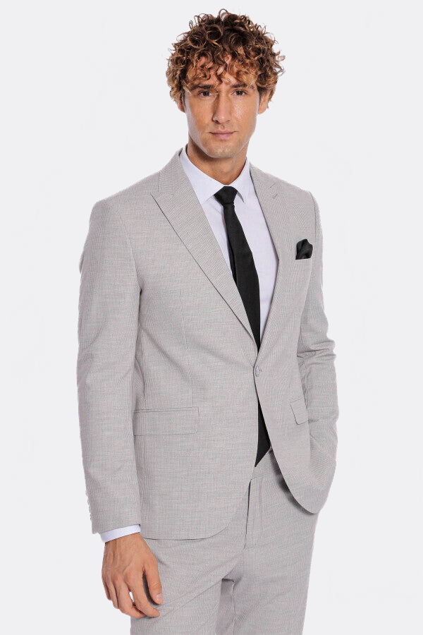 2 Piece Striped Grey Men Suit - Wessi