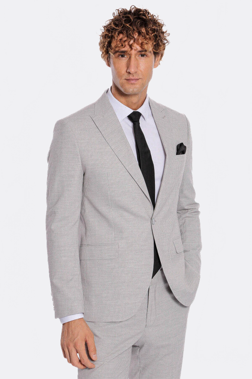 2 Piece Striped Grey Men Suit - Wessi