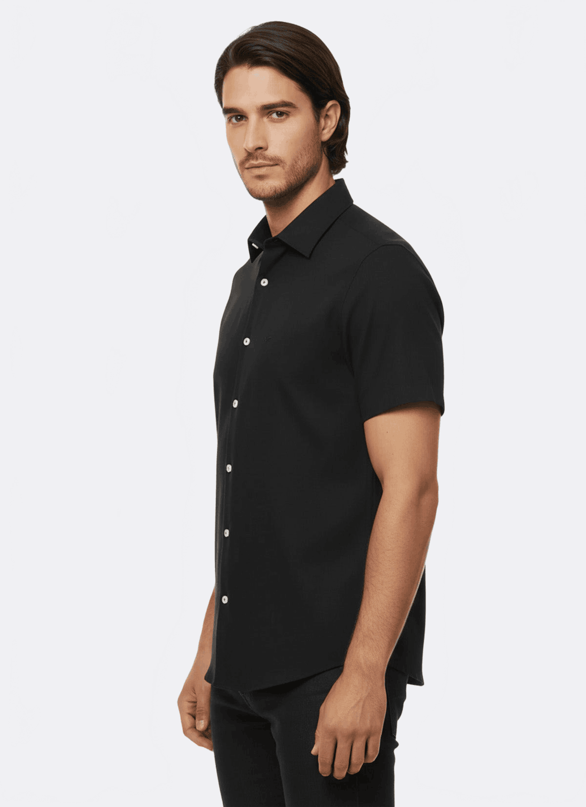 Short Sleeves Cotton Black Men Shirt - Wessi