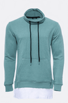 Point Collar T-Shirt Detailed Green Men's Sweatshirt - Wessi