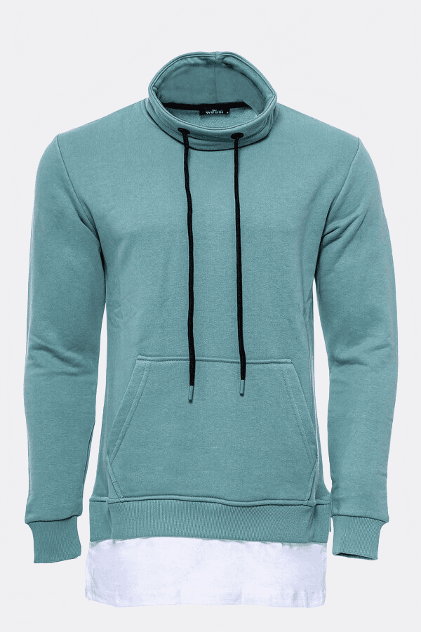 Point Collar T-Shirt Detailed Green Men's Sweatshirt - Wessi