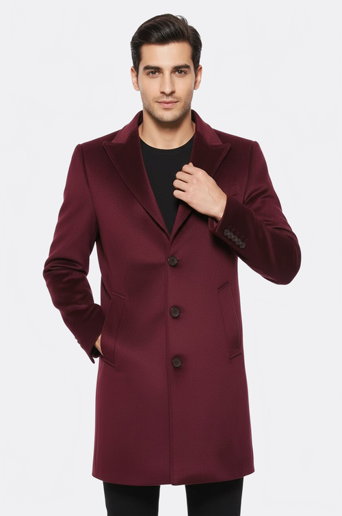 Burgundy Long Coat - Wessi