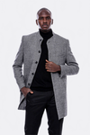 Mandarin Collar Grey Short Coat - Wessi