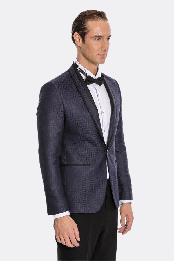 Burgundy Shawl Lapel Patterned Suit | Wessi