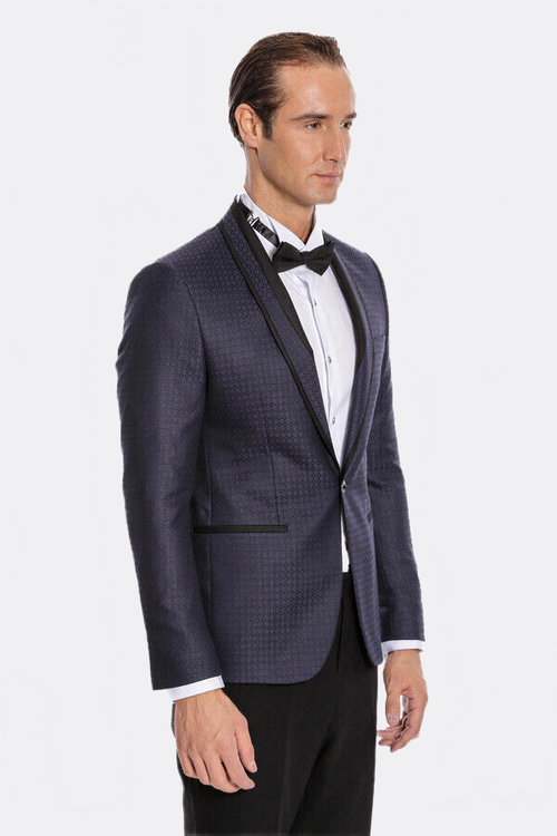 Burgundy Shawl Lapel Patterned Suit | Wessi