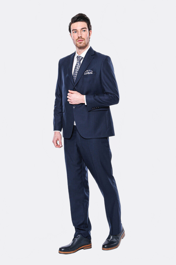 4 Drop Navy Blue Polyviscose Suit | Wessi - Wessi