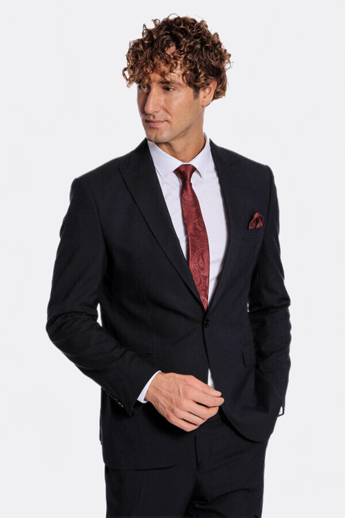 2 Piece Striped Black Men Suit - Wessi