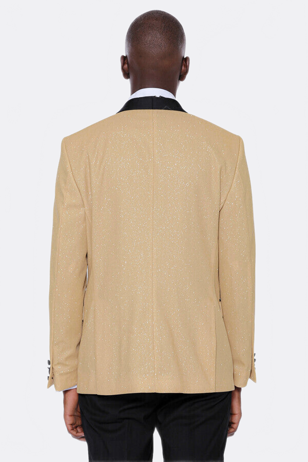 Yellow Shawl Lapel Sparkly Tuxedo Jacket - Wessi