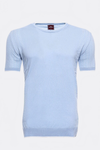 Circle Neck Patterned Blue Knitted T-Shirt - Wessi