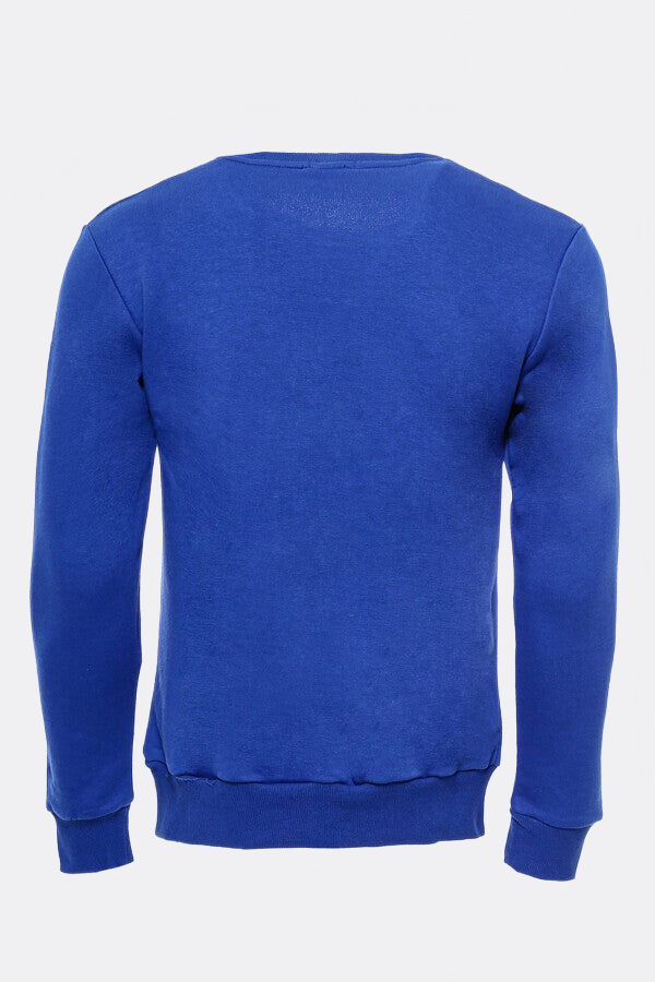 Dark Blue Plain Circle Neck Sweatshirt - Wessi