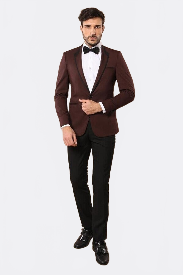 Burgundy Shawl Lapel Tuxedo | Wessi