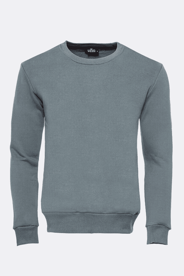 Khaki Plain Circle Neck Sweatshirt - Wessi