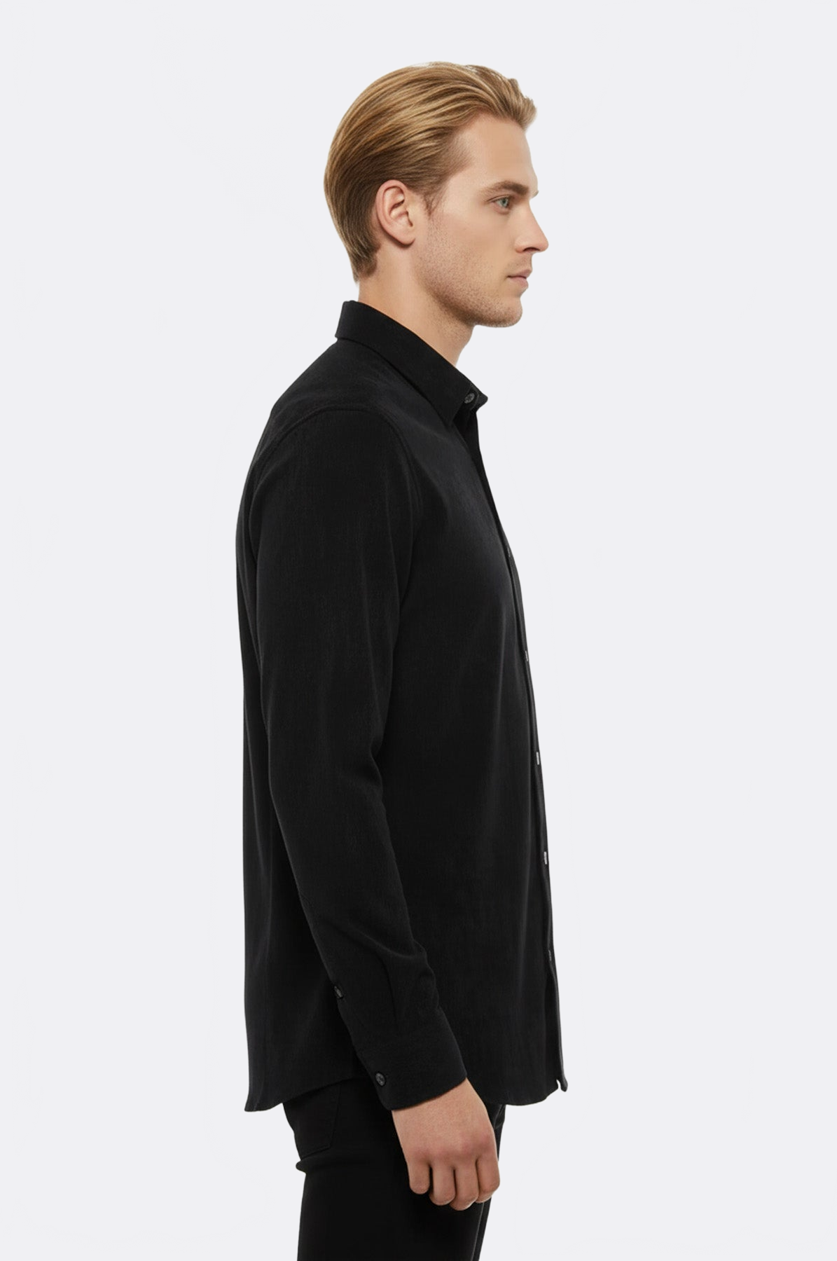 Black Long Sleeves Velvet Men's Shirt - Wessi