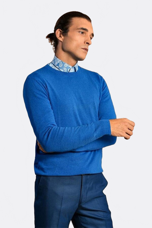 Circle Collar Indigo Color Sweater - Wessi