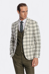 Checked Slim Fit Green Men Suit - Wessi