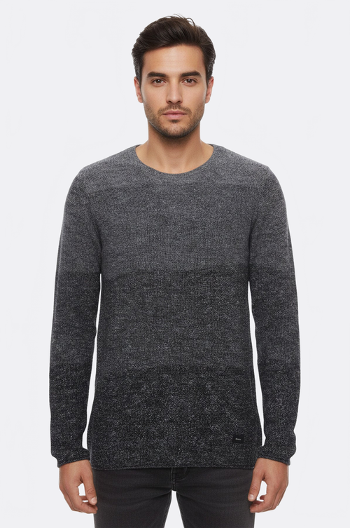 Circle Neck Patterned Grey Knitwear - Wessi