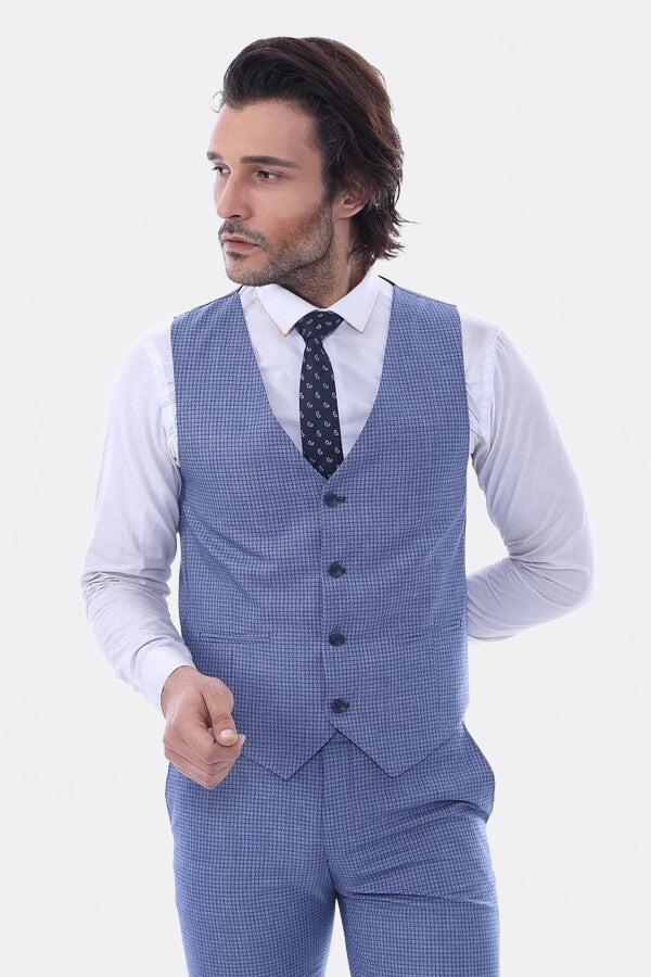 Single Button Pointed Collar Blazer Three Pieces Of Suit - Wessi