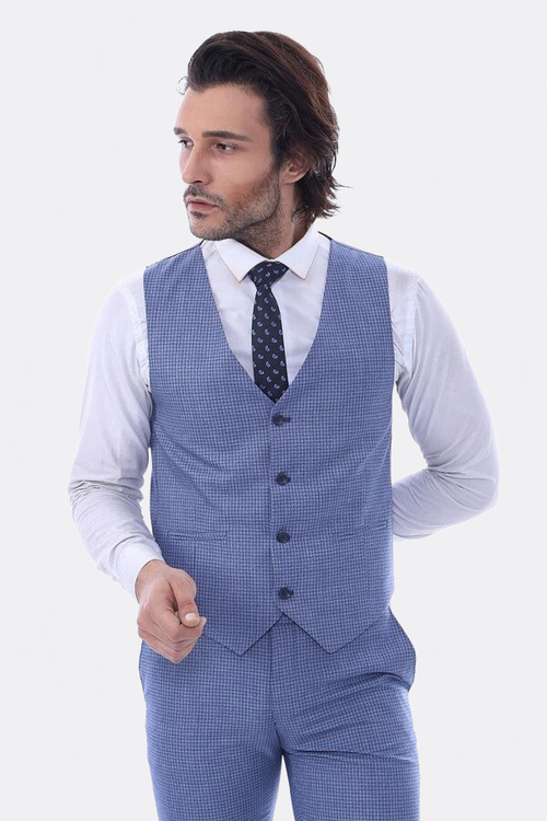 Single Button Pointed Collar Blazer Three Pieces Of Suit - Wessi