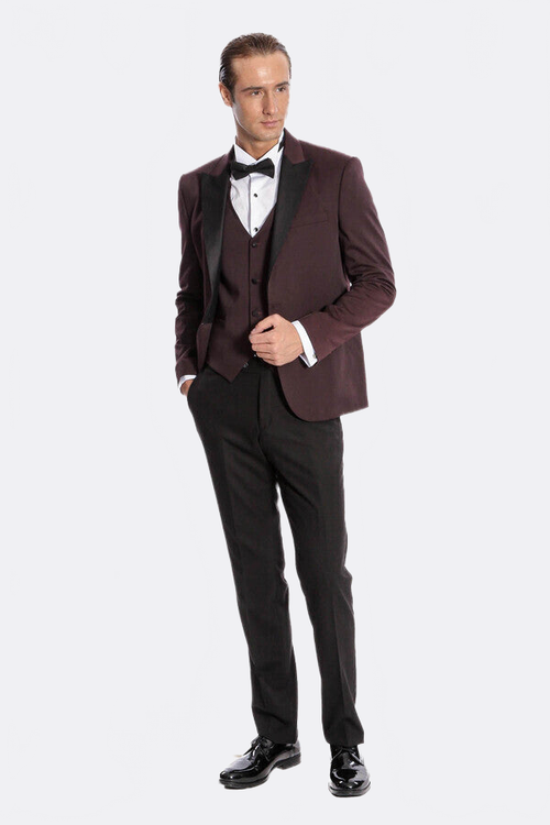 Vested Burgundy Tuxedo | Wessi