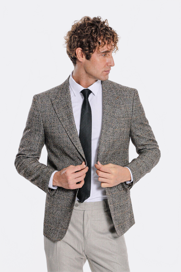Checked Black Men Blazer - Wessi