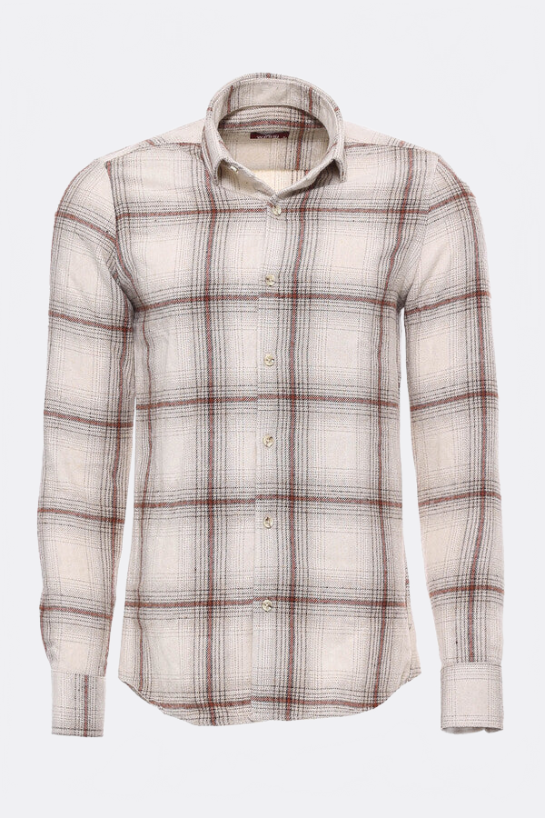 Plaid Light Brown Men Lumberjack Shirt - Wessi