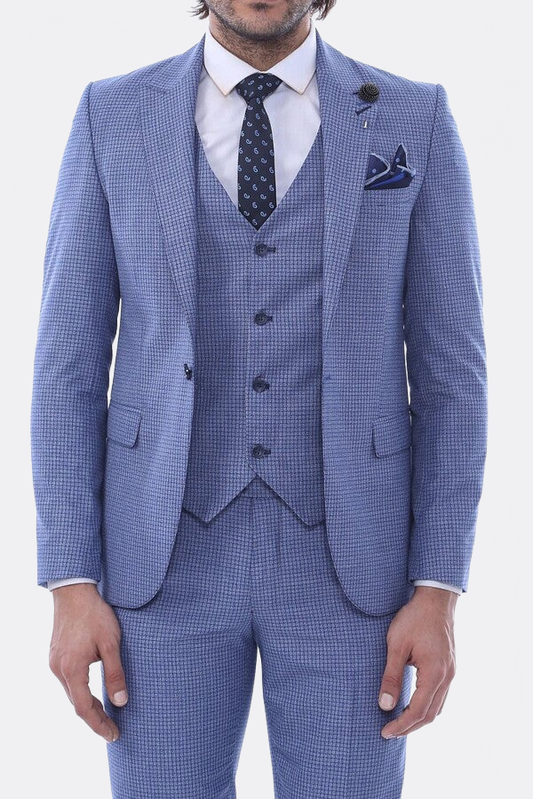 Single Button Pointed Collar Blazer Three Pieces Of Suit - Wessi