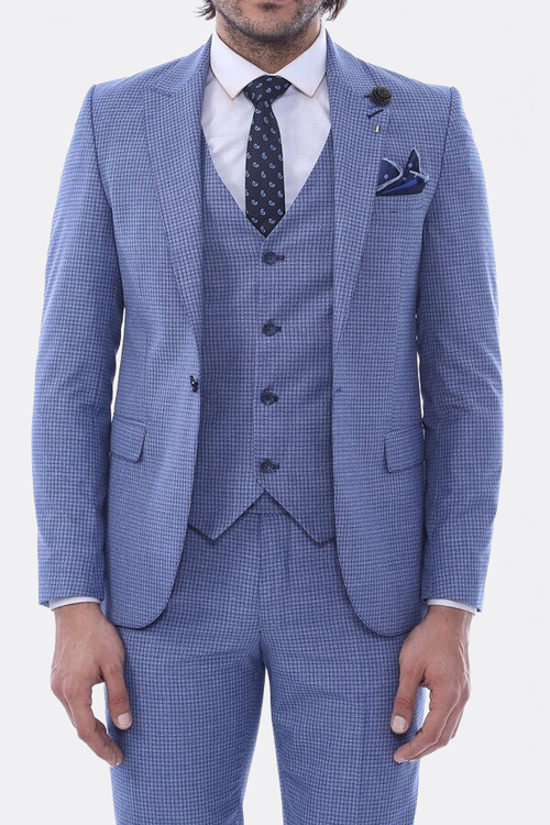 Single Button Pointed Collar Blazer Three Pieces Of Suit - Wessi
