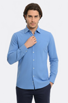 Plain Cotton Satin Blue Shirt - Wessi