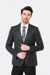 Peak Lapel Dark Grey Blazer - Wessi