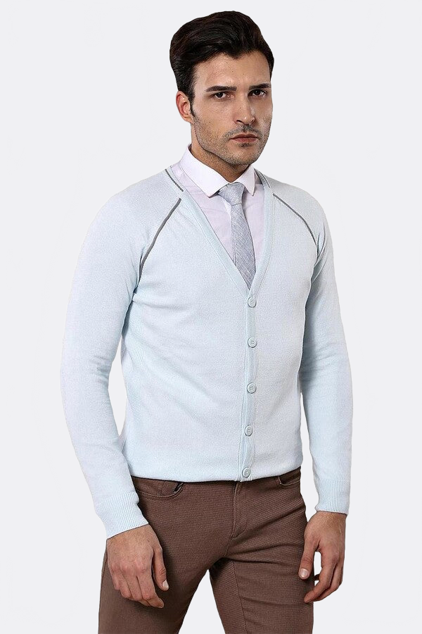 Blue Cotton Men Knitwear - Wessi