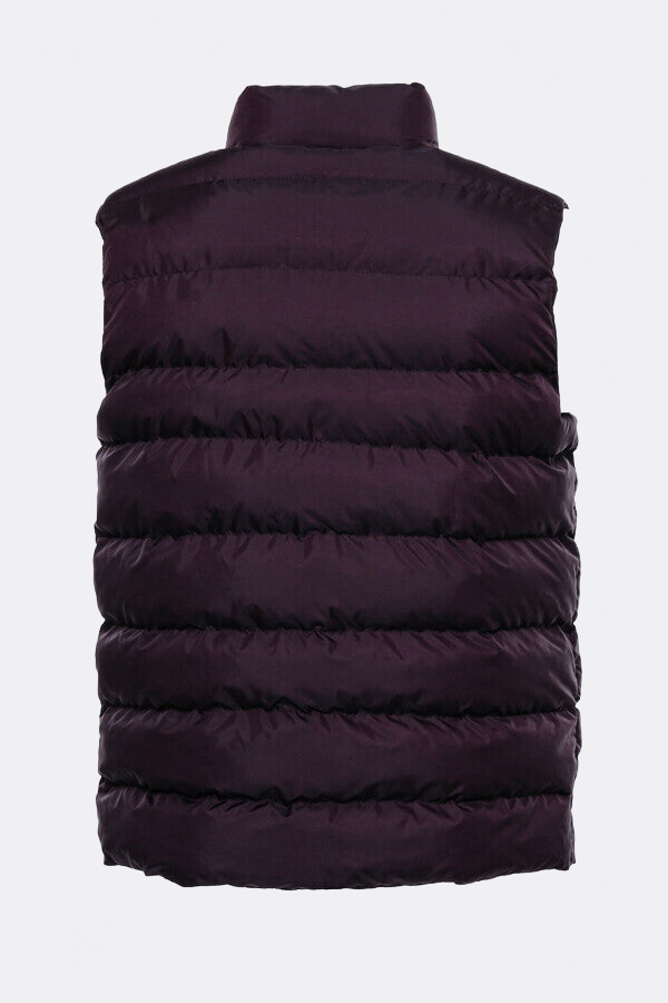 Quilted Zippered Burgundy Men Down Vest - Wessi
