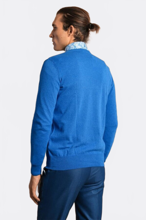 Circle Collar Indigo Color Sweater - Wessi