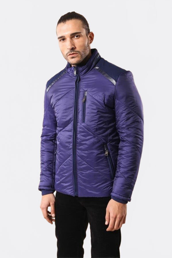 Blue Quilted Down Coat - Wessi
