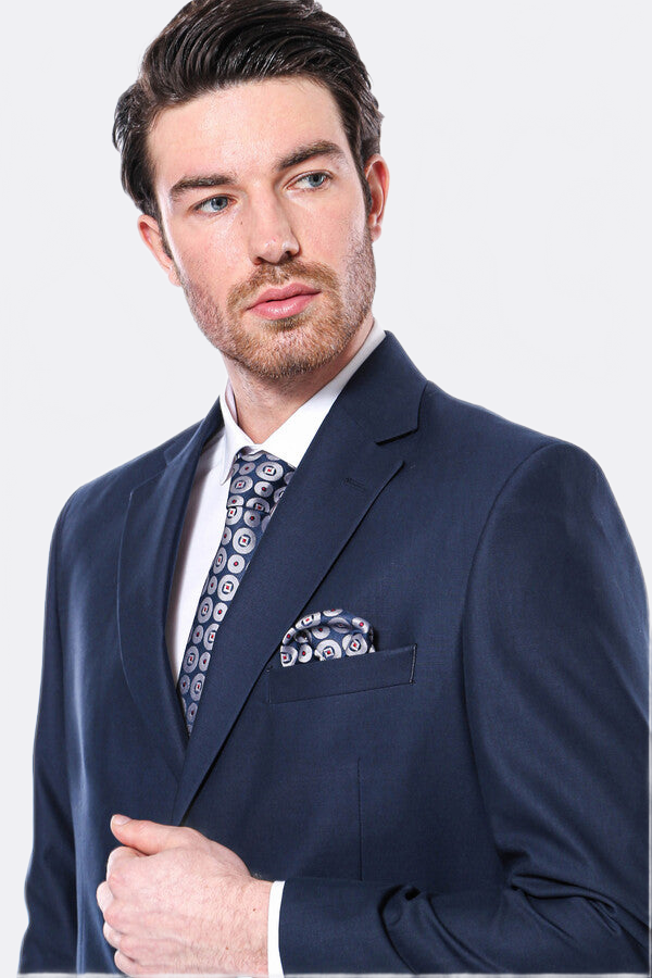 4 Drop Navy Blue Polyviscose Suit | Wessi - Wessi