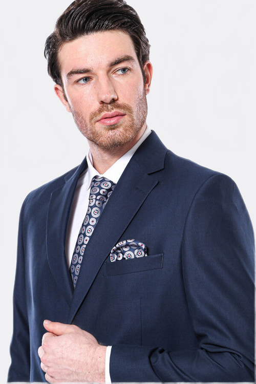 4 Drop Navy Blue Polyviscose Suit | Wessi - Wessi
