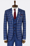 Checked Blue Men Suit - Wessi