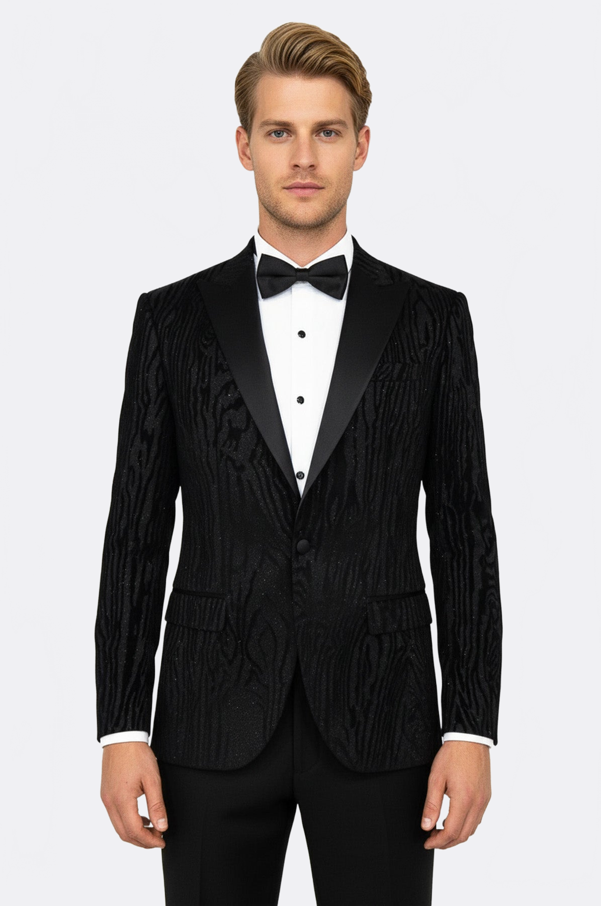 Slim Fit Zebra Patterned Black Prom Blazer - Wessi