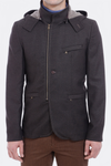 3 Pockets Hooded Zippered Wool Brown Men Short Coat-Wessi