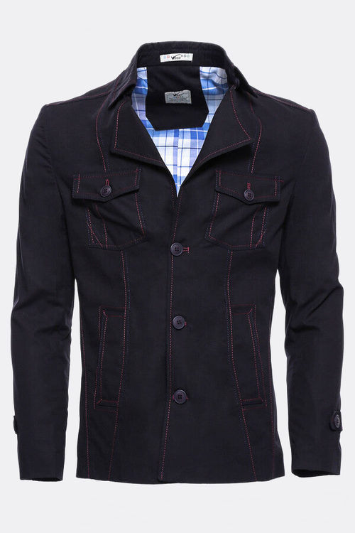 Navy Blue Cotton Trench Coat - Wessi
