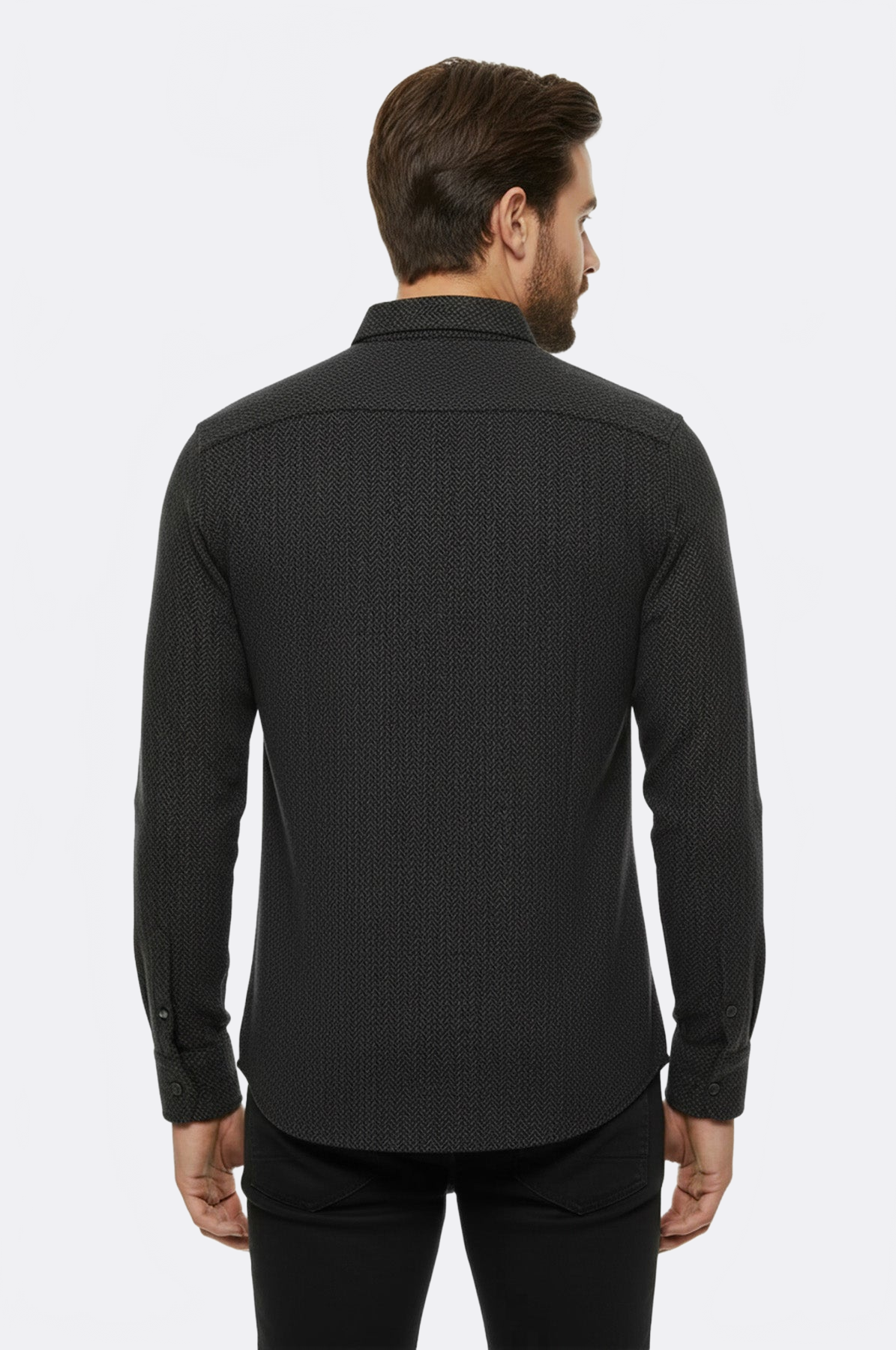 Herringbone Pattern Thick Dark Green Men Lumberjack Shirt - Wessi