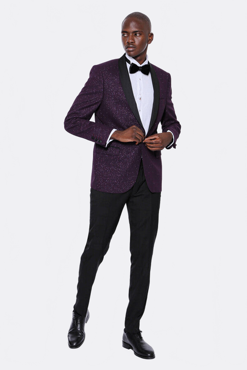Purple Shawl Lapel Tuxedo Jacket - Wessi